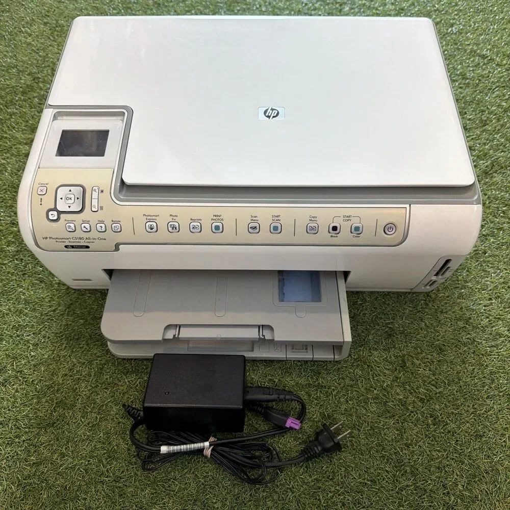 PARTS HP Photosmart C5180 All-In-One Inkjet Printer & Power Cord PARTS ONLY